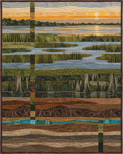 Louisiana Landscape Strata quilt blanket design