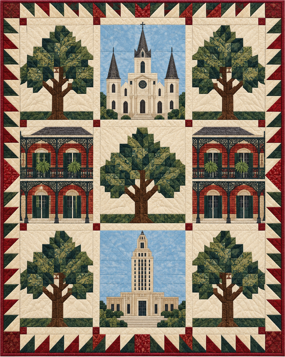 Louisiana Town Houses quilt blanket design