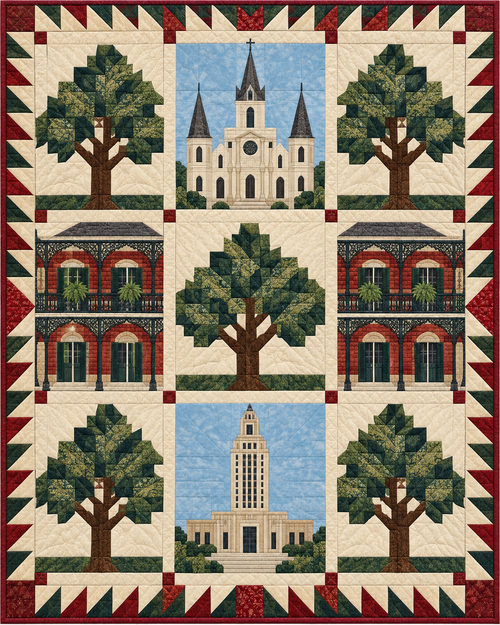 Louisiana Town Houses quilt blanket design
