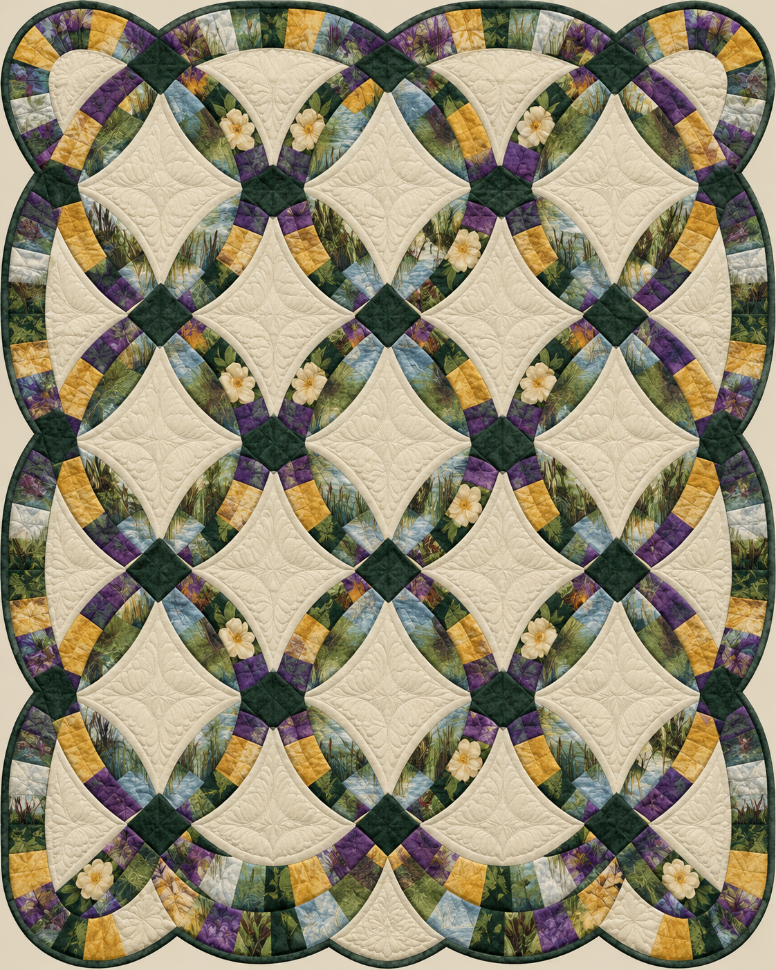 Louisiana Ribbon Rings quilt blanket design