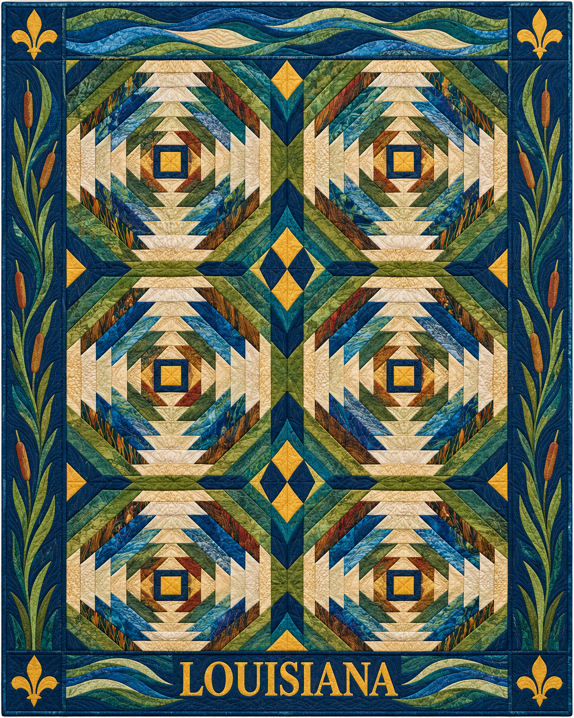 Louisiana Pineapple Radiance quilt blanket design
