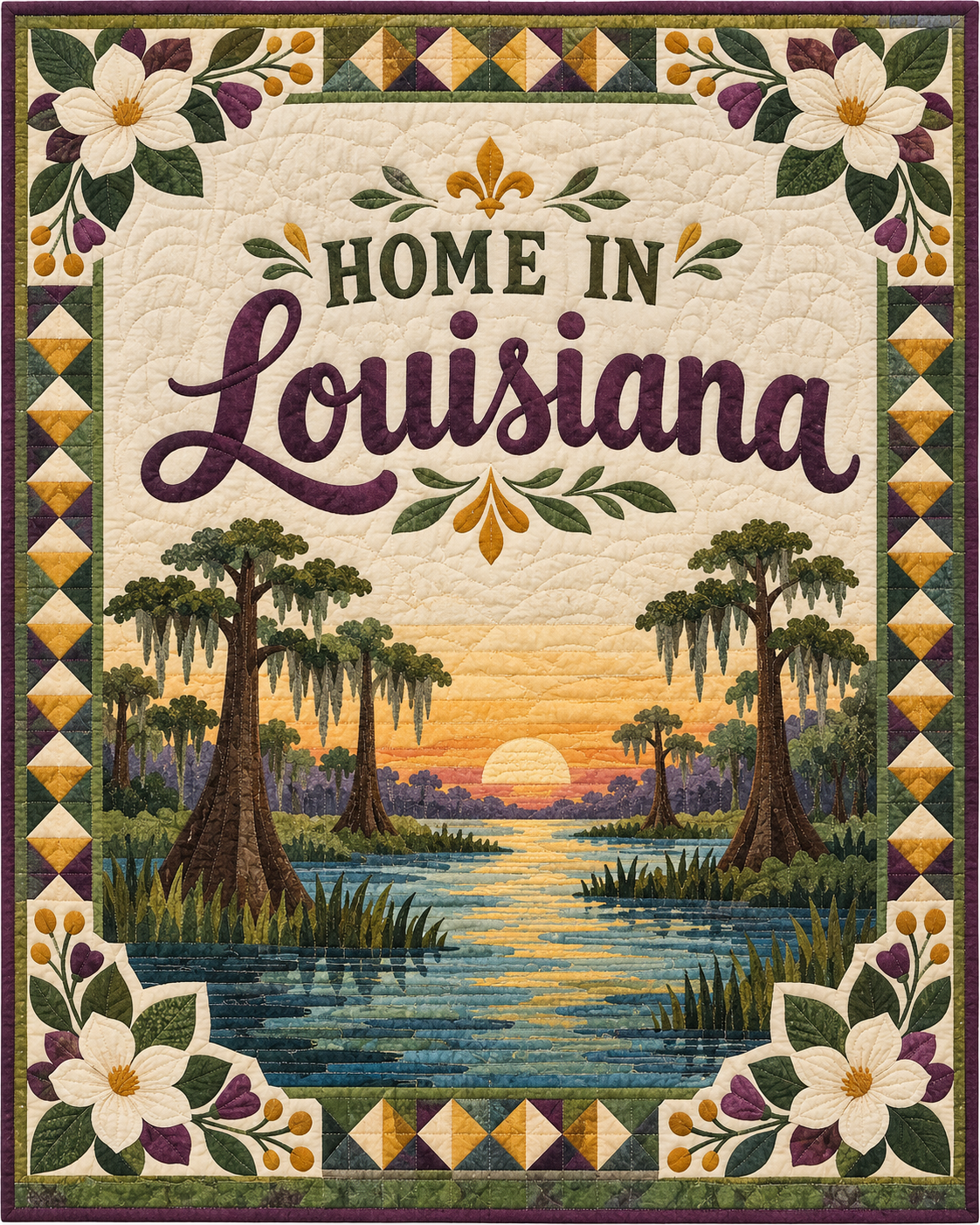 Louisiana Home Saying quilt blanket design