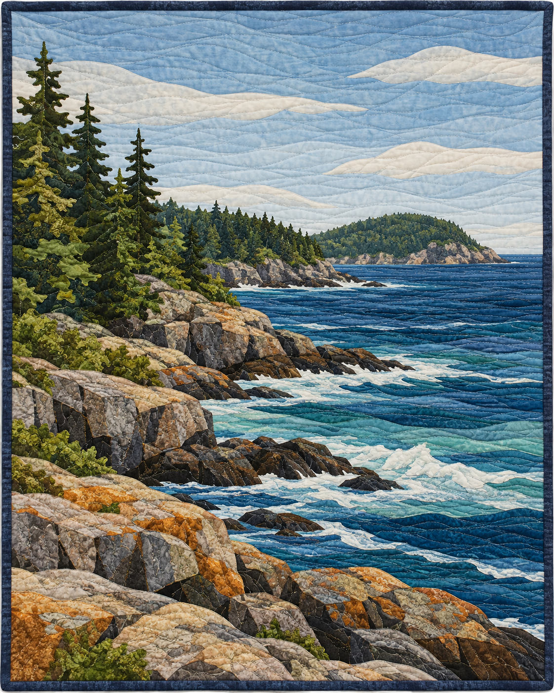 Maine River Landscape quilt blanket design