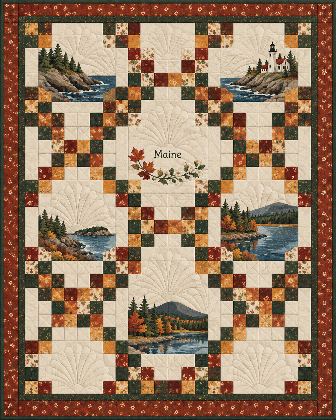 Maine Harvest Chain quilt blanket design