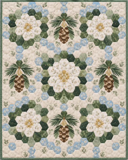 Maine Garden Hexagons quilt blanket design