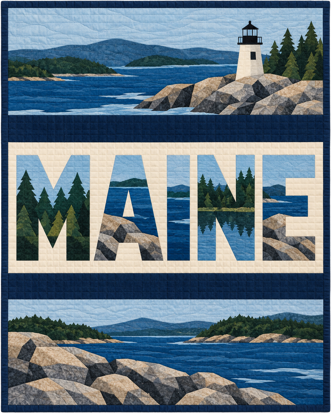 Maine Typography Bars quilt blanket design