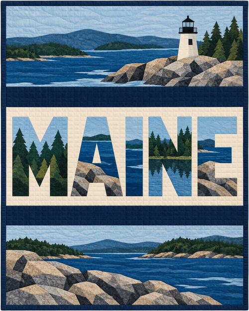 Maine Typography Bars quilt blanket design