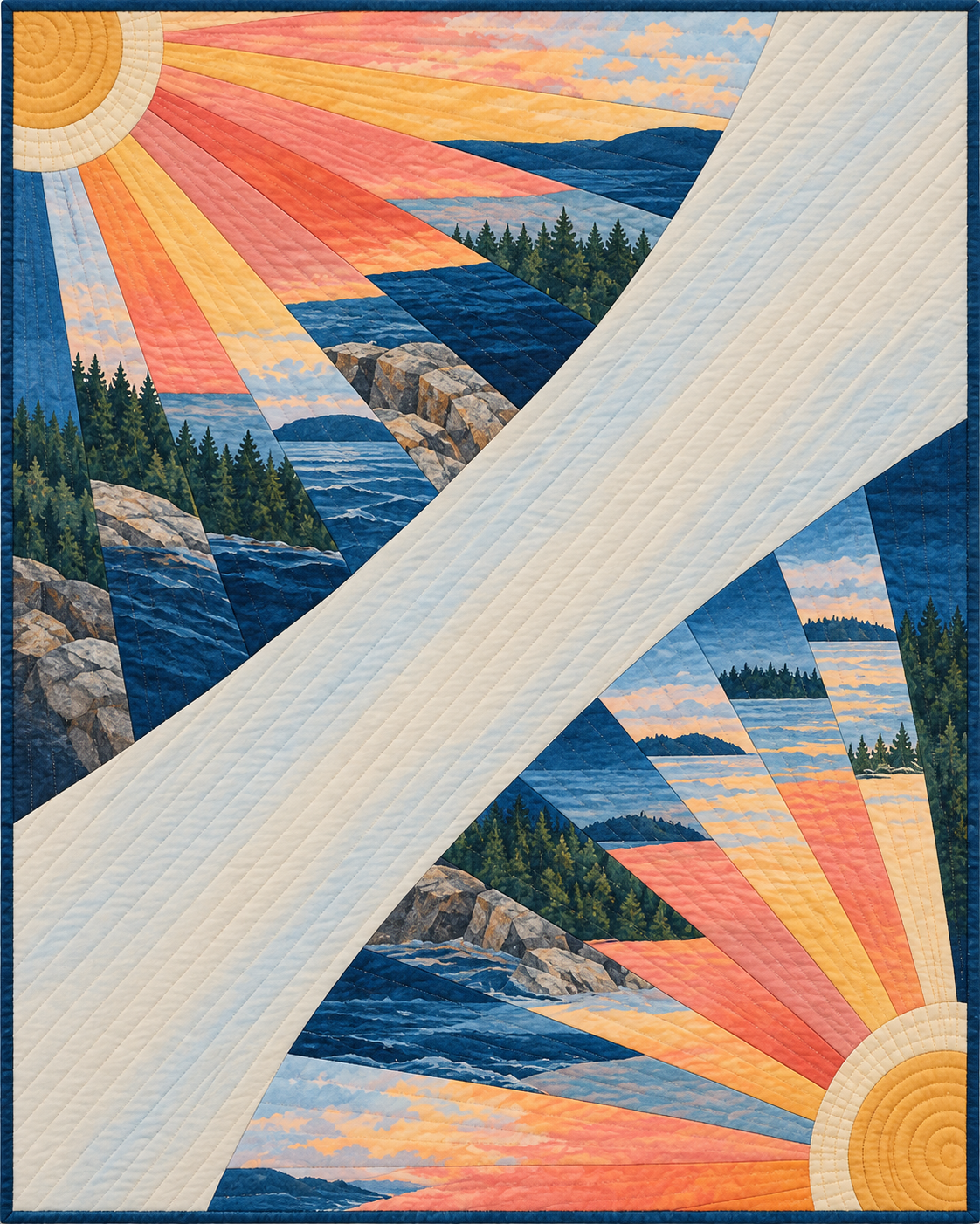 Maine Sunrise Fans quilt blanket design