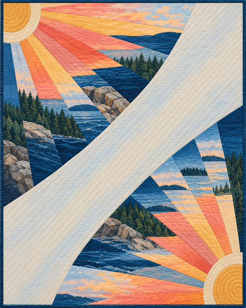 Maine Sunrise Fans quilt blanket design