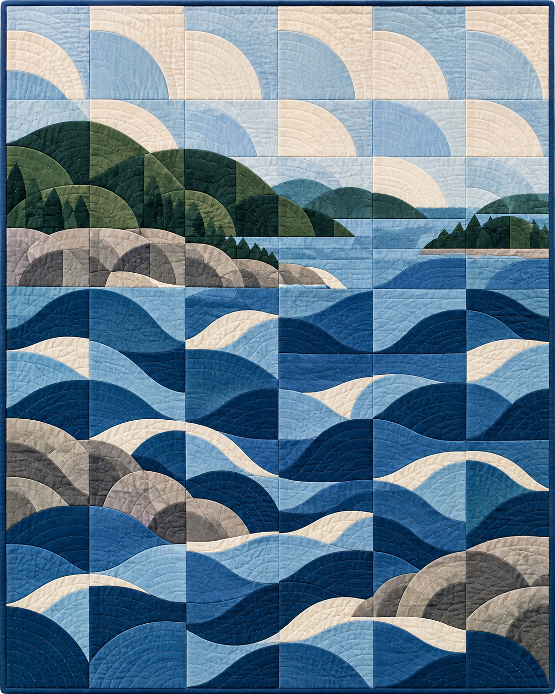 Maine Rolling Curves quilt blanket design