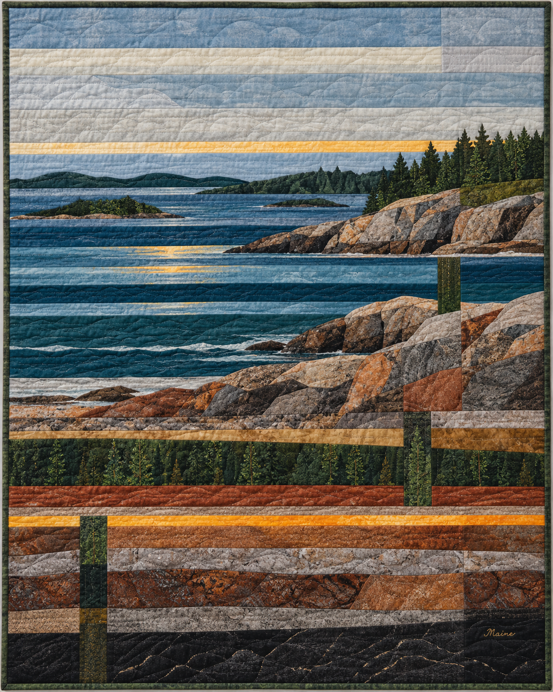 Maine Landscape Strata quilt blanket design