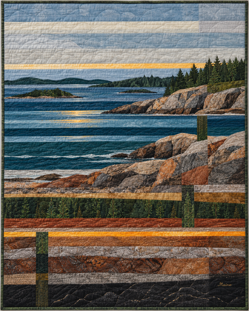 Maine Landscape Strata quilt blanket design