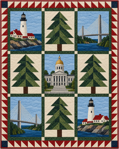 Maine Town Houses quilt blanket design