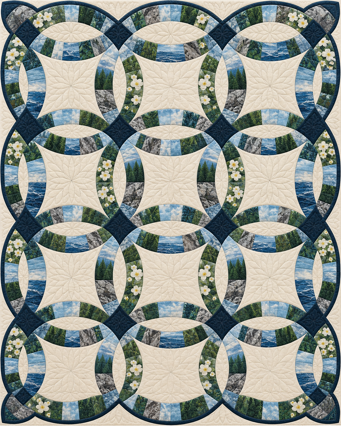 Maine Ribbon Rings quilt blanket design