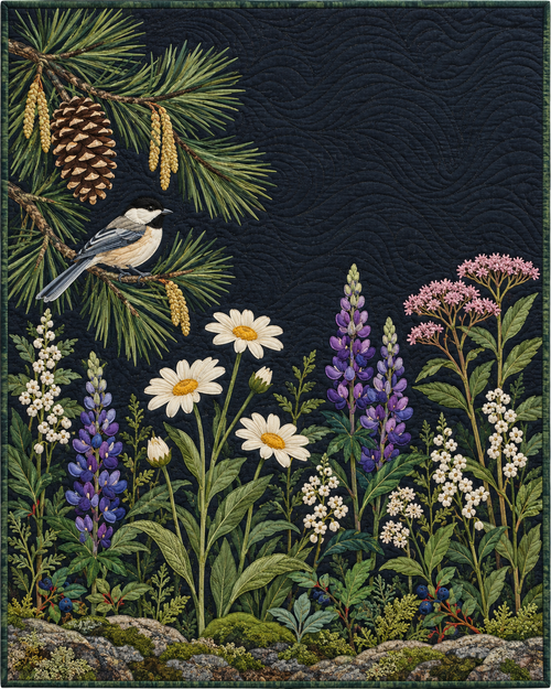Maine Wildflower Meadow quilt blanket design