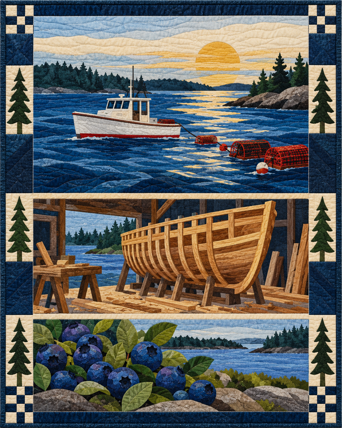 Maine Music and Gathering quilt blanket design