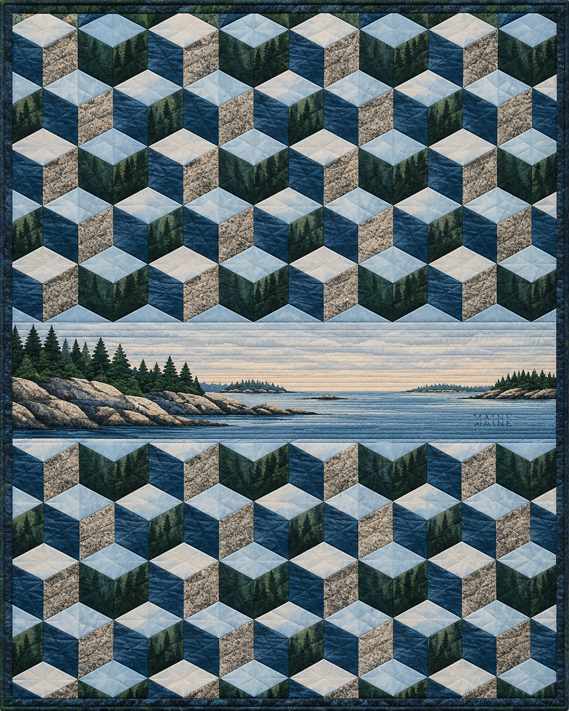 Maine Diamond Horizon quilt blanket design