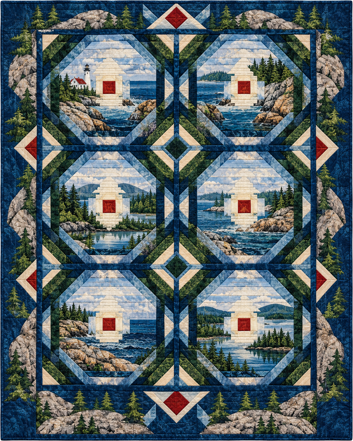 Maine Pineapple Radiance quilt blanket design