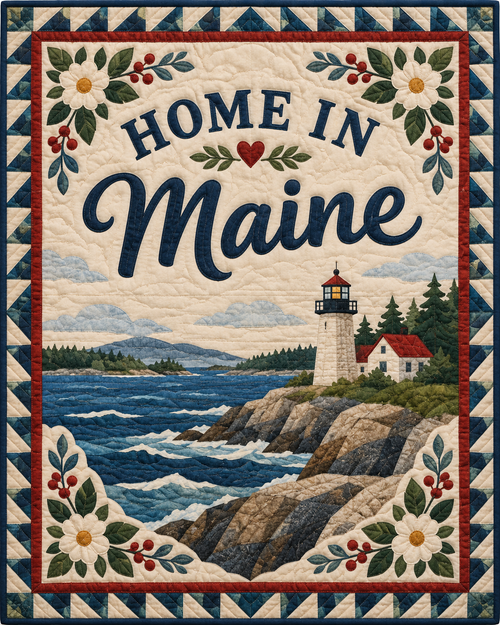 Maine Home Saying quilt blanket design