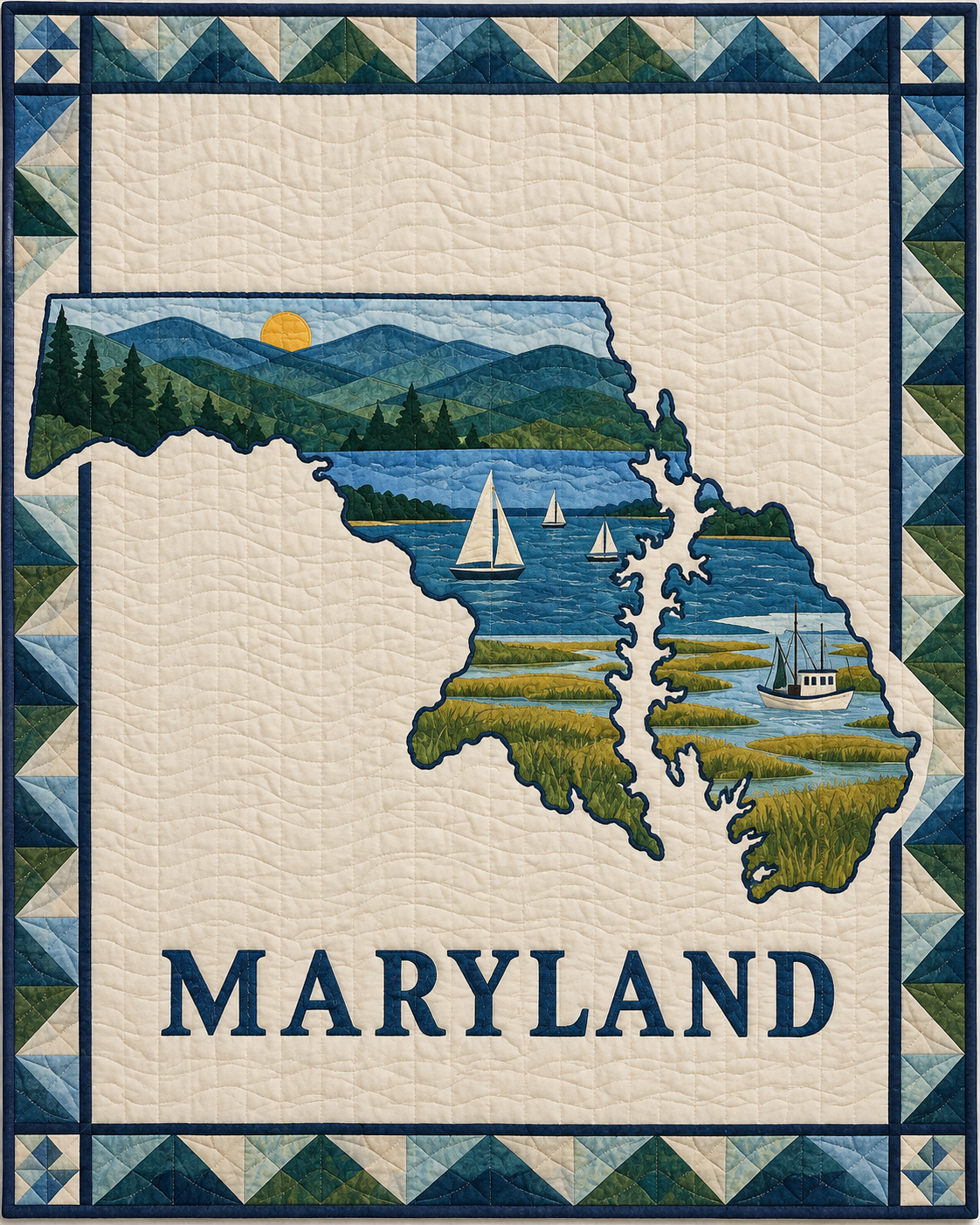 Maryland State Silhouette quilt blanket design