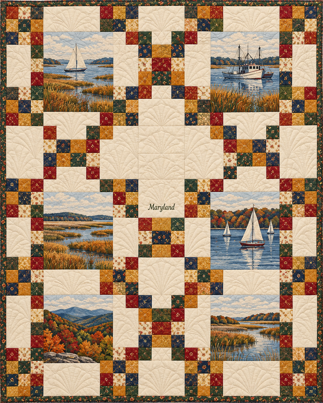 Maryland Harvest Chain quilt blanket design