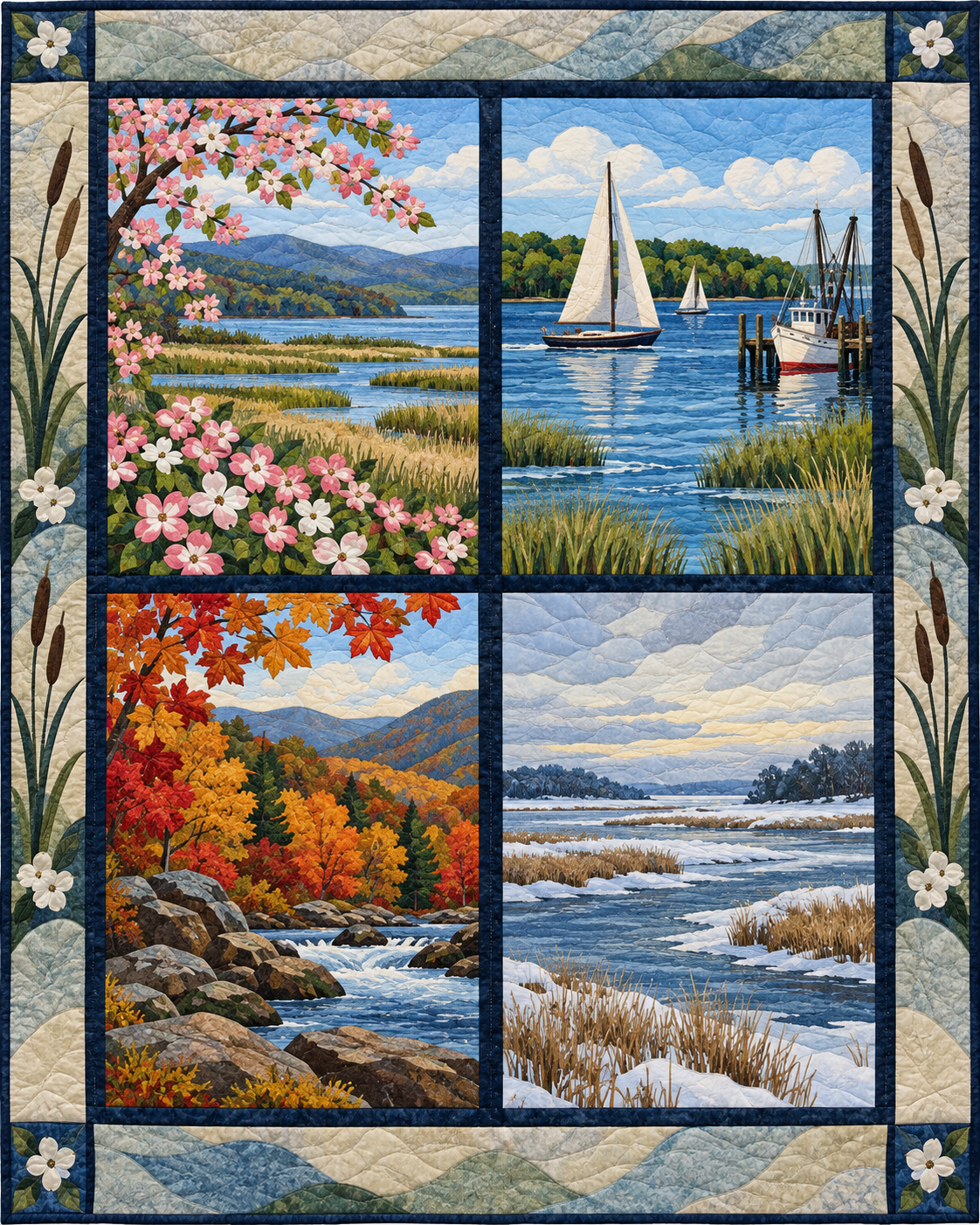 Maryland Seasonal Windows quilt blanket design