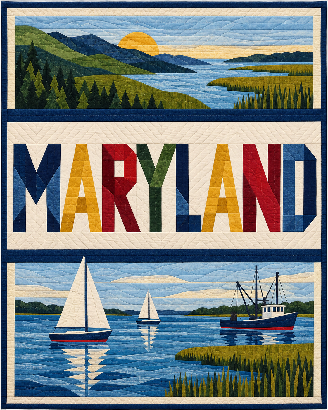 Maryland Typography Bars quilt blanket design