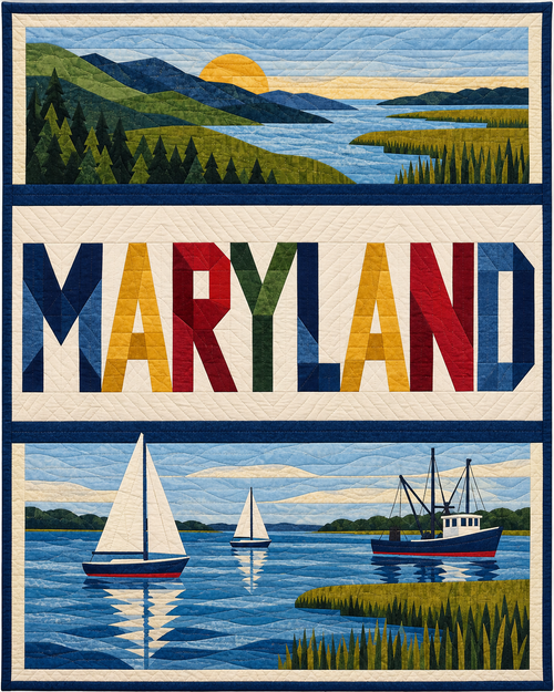 Maryland Typography Bars quilt blanket design