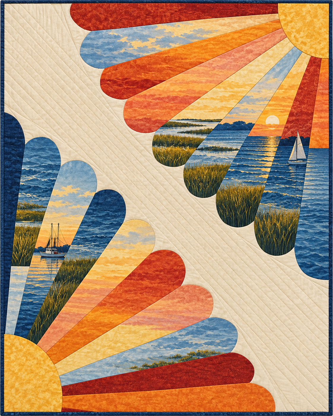 Maryland Sunrise Fans quilt blanket design