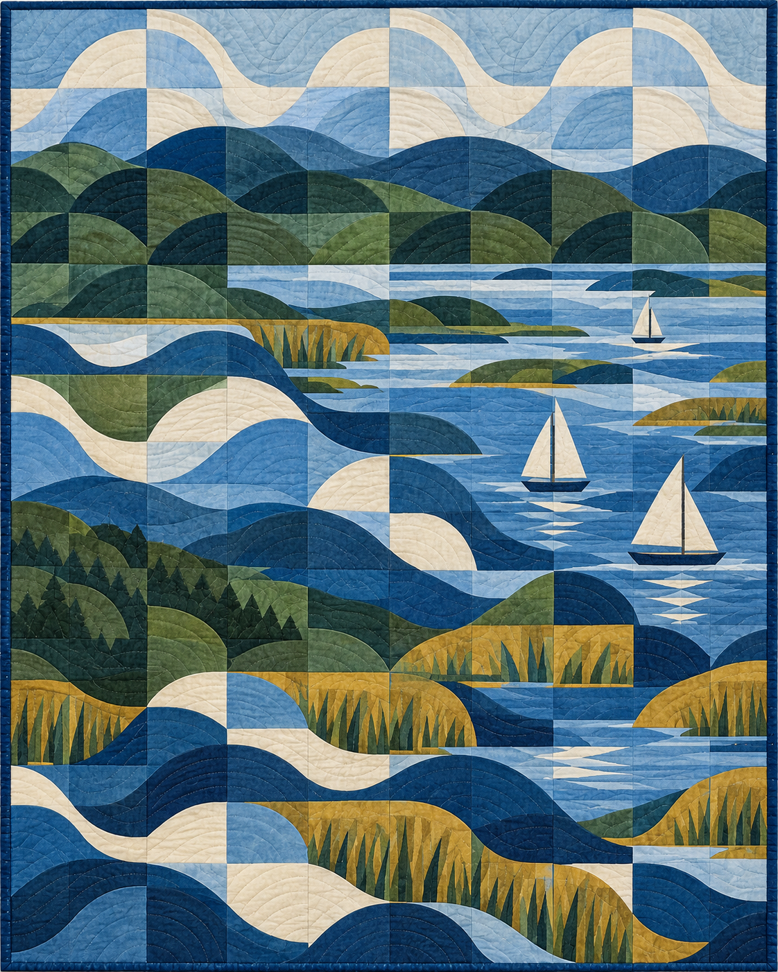 Maryland Rolling Curves quilt blanket design