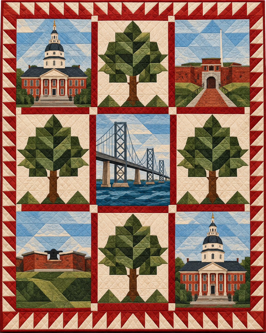 Maryland Town Houses quilt blanket design