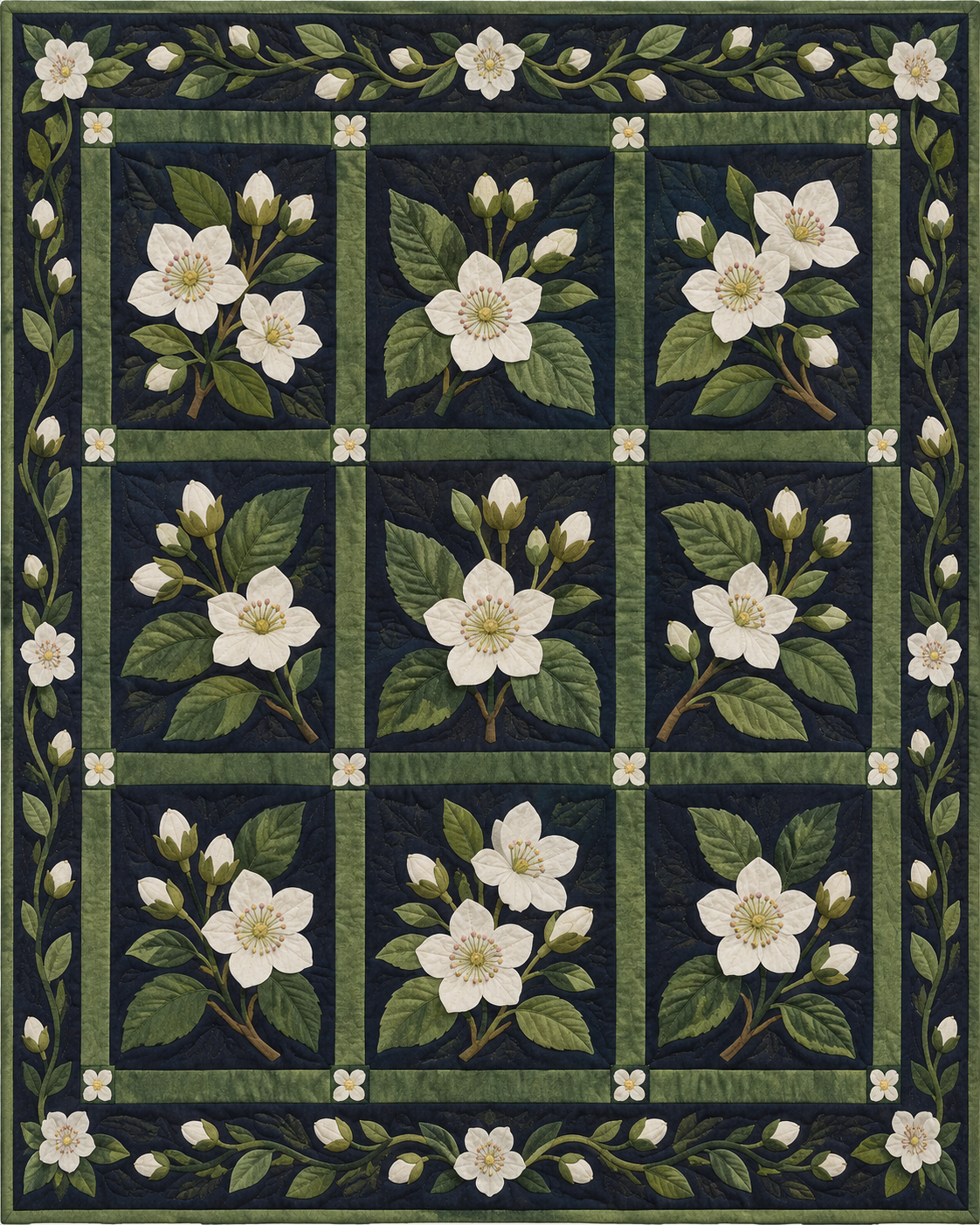 Massachusetts Flower Garden quilt blanket design