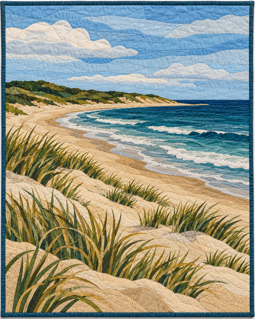 Massachusetts River Landscape quilt blanket design
