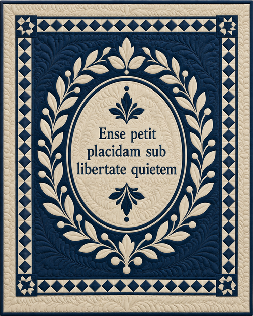 Massachusetts Motto Medallion quilt blanket design