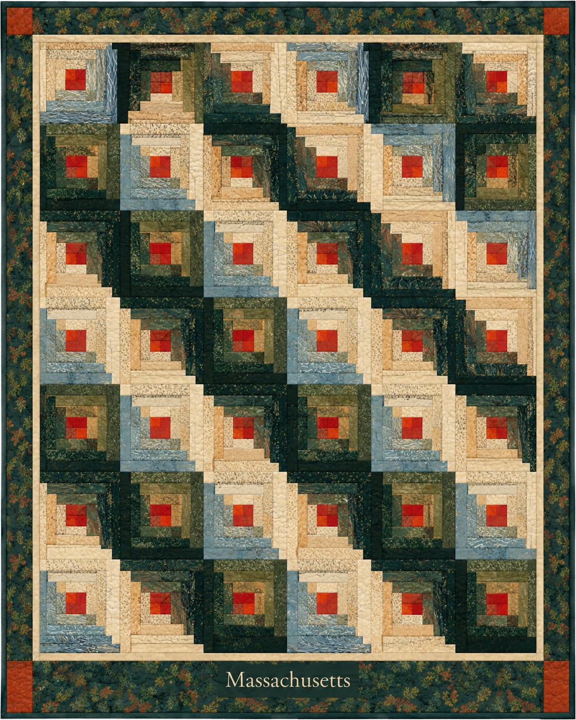 Massachusetts Cabin Light quilt blanket design