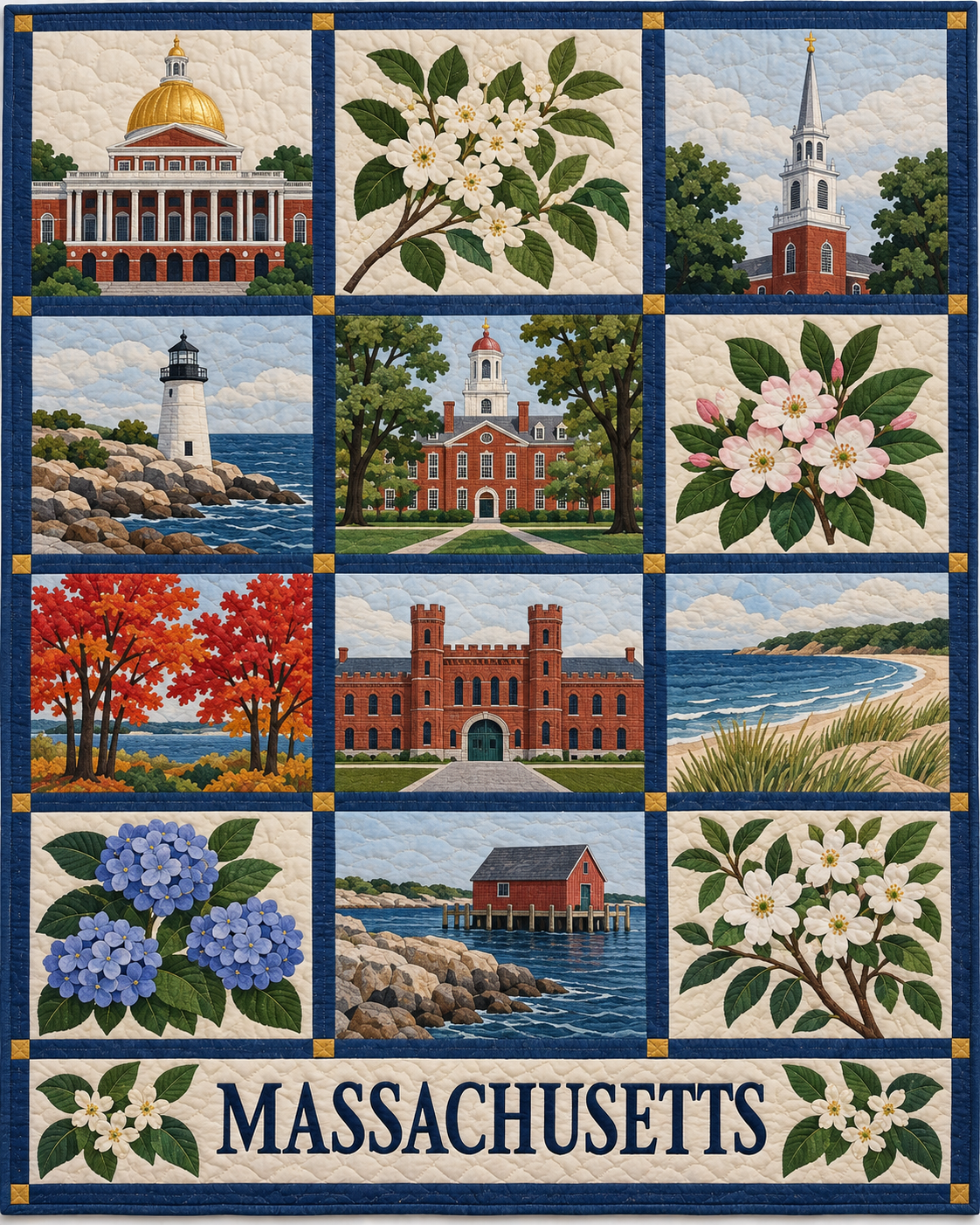 Massachusetts Heritage Album quilt blanket design