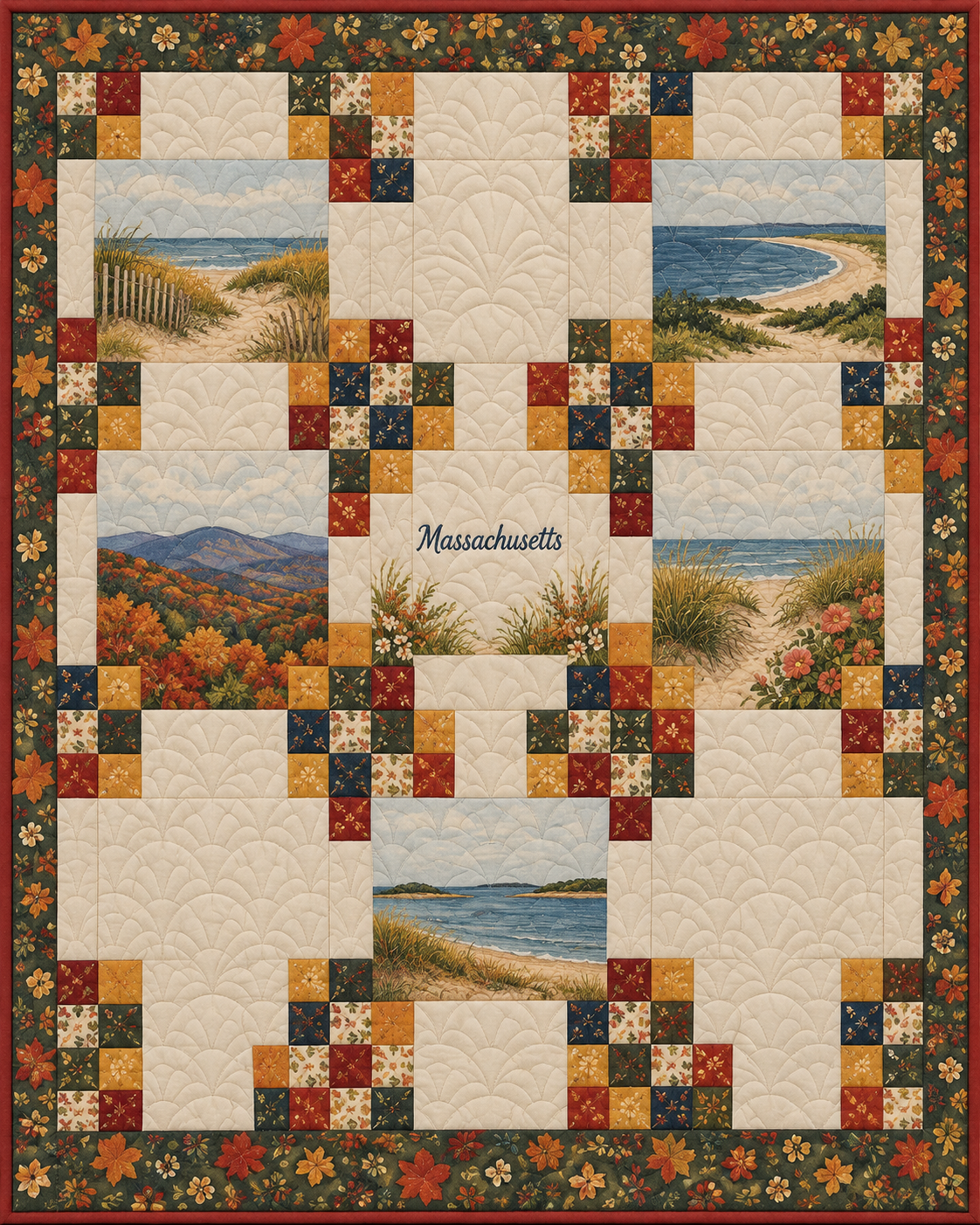 Massachusetts Harvest Chain quilt blanket design