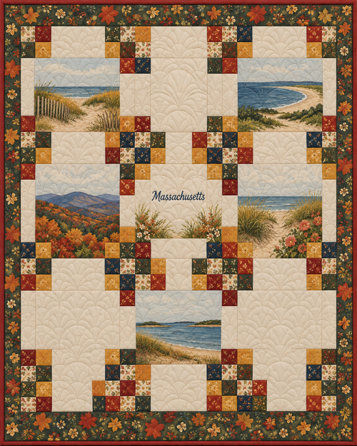 Massachusetts Harvest Chain quilt blanket design