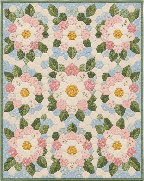Massachusetts Garden Hexagons quilt blanket design