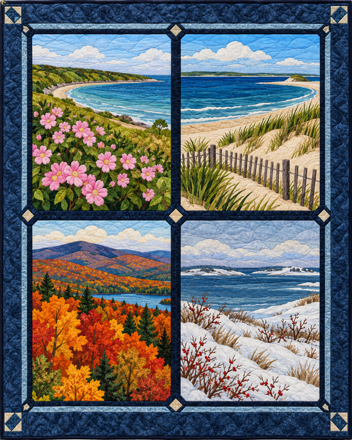 Massachusetts Seasonal Windows quilt blanket design