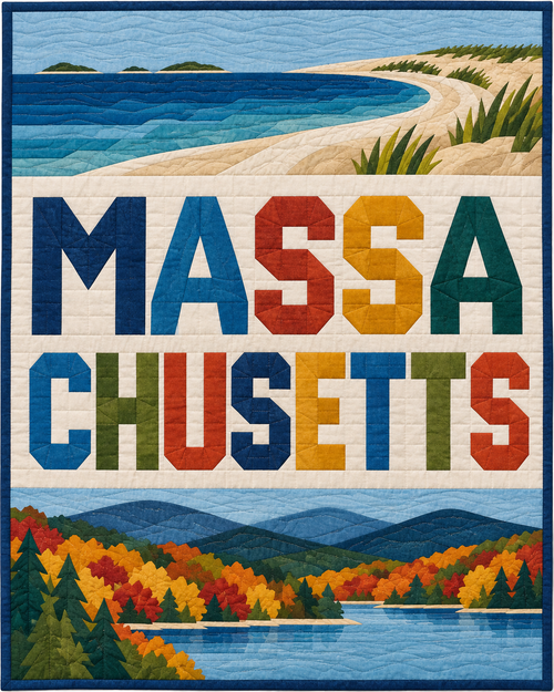 Massachusetts Typography Bars quilt blanket design
