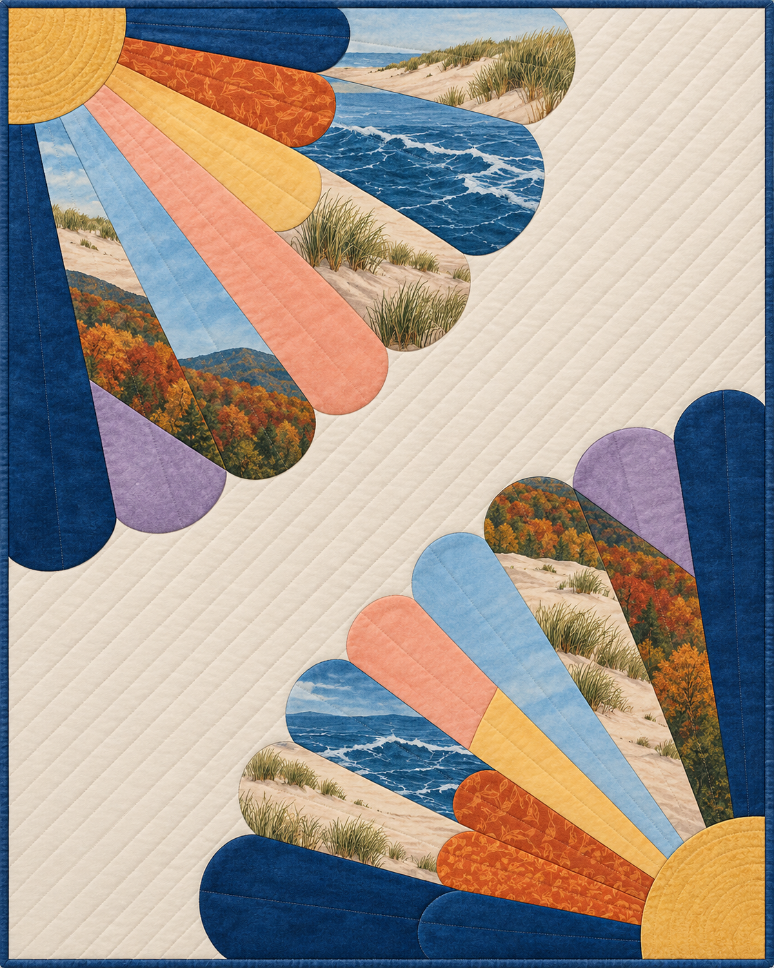 Massachusetts Sunrise Fans quilt blanket design