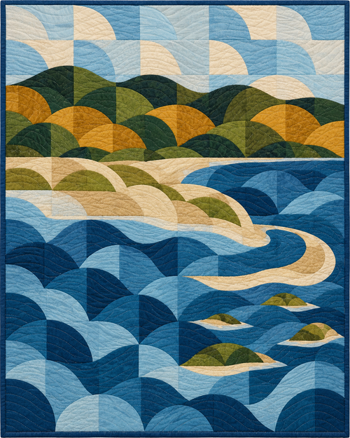 Massachusetts Rolling Curves quilt blanket design
