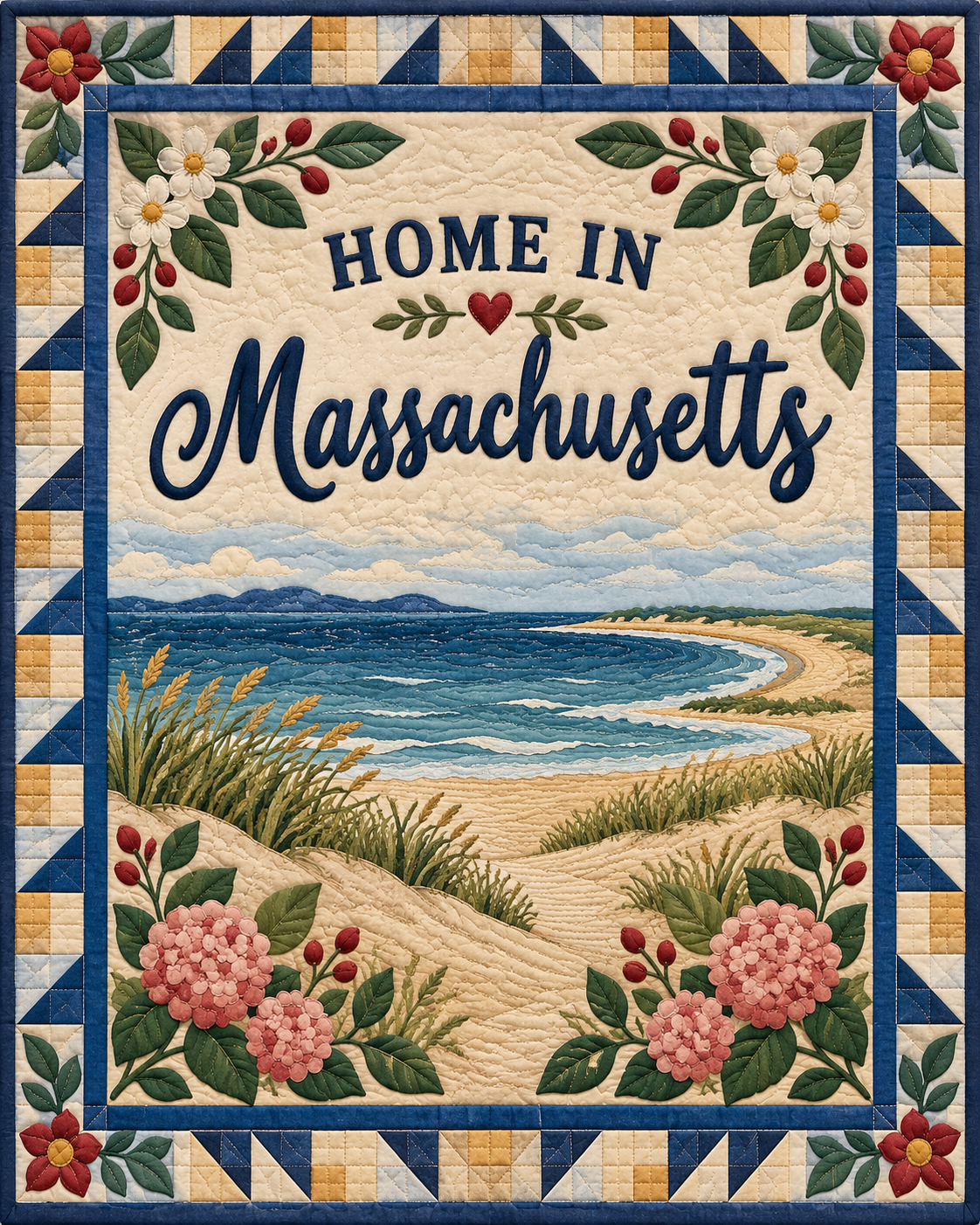 Massachusetts Home Saying quilt blanket design