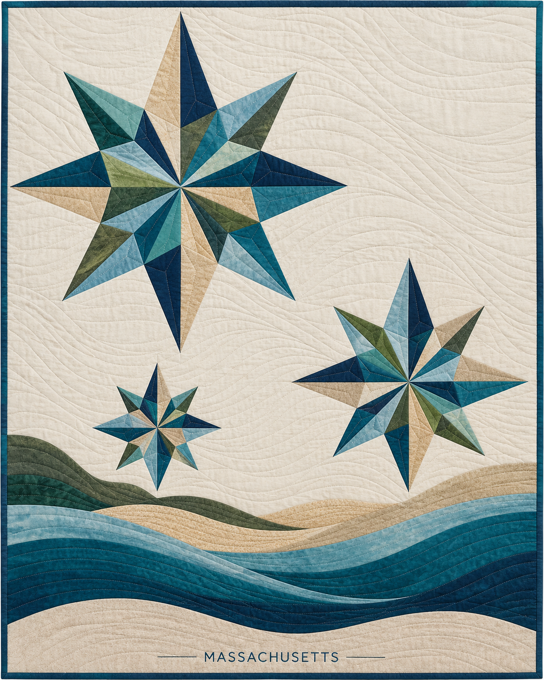 Massachusetts Modern Compass quilt blanket design