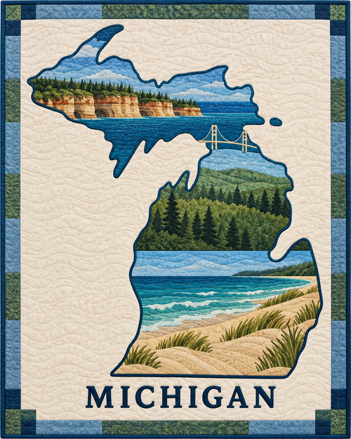 Michigan State Silhouette quilt blanket design