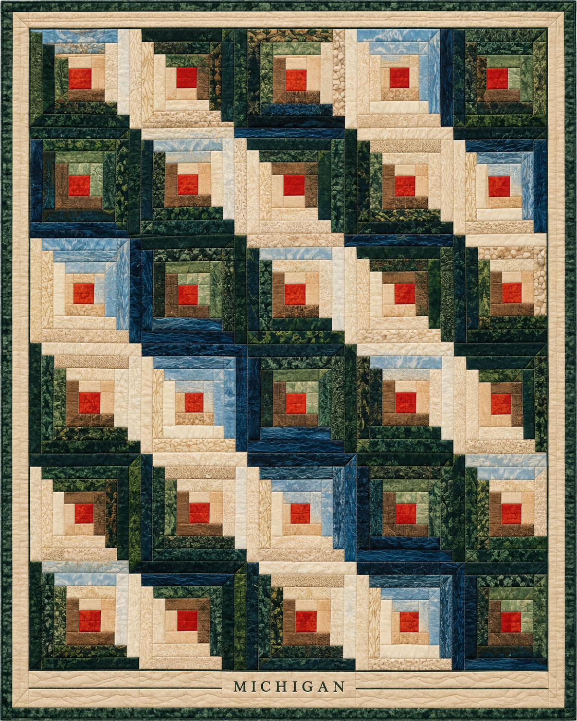 Michigan Cabin Light quilt blanket design