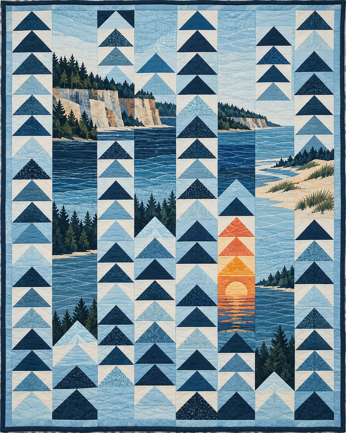 Michigan Waterway Geese quilt blanket design