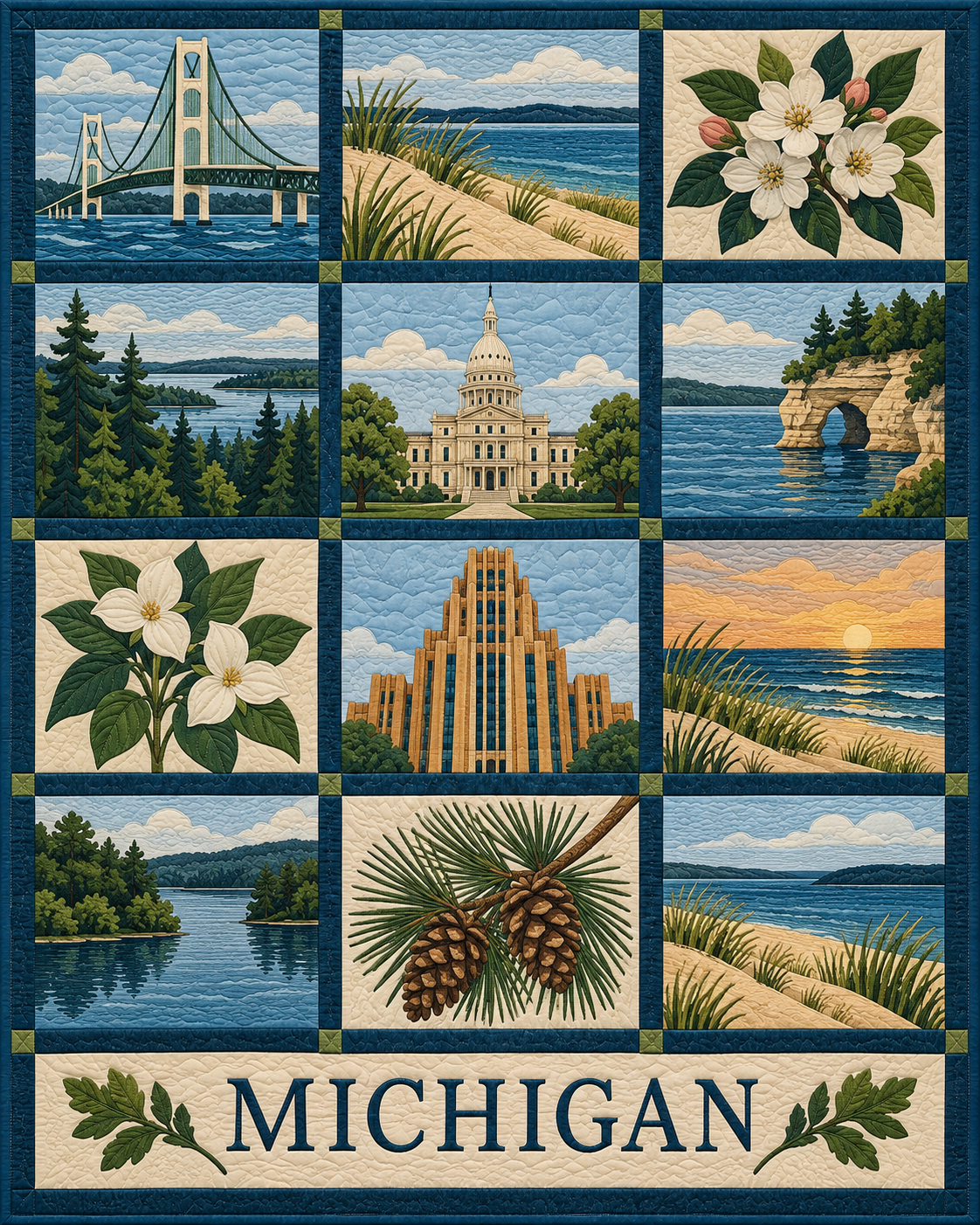 Michigan Heritage Album quilt blanket design