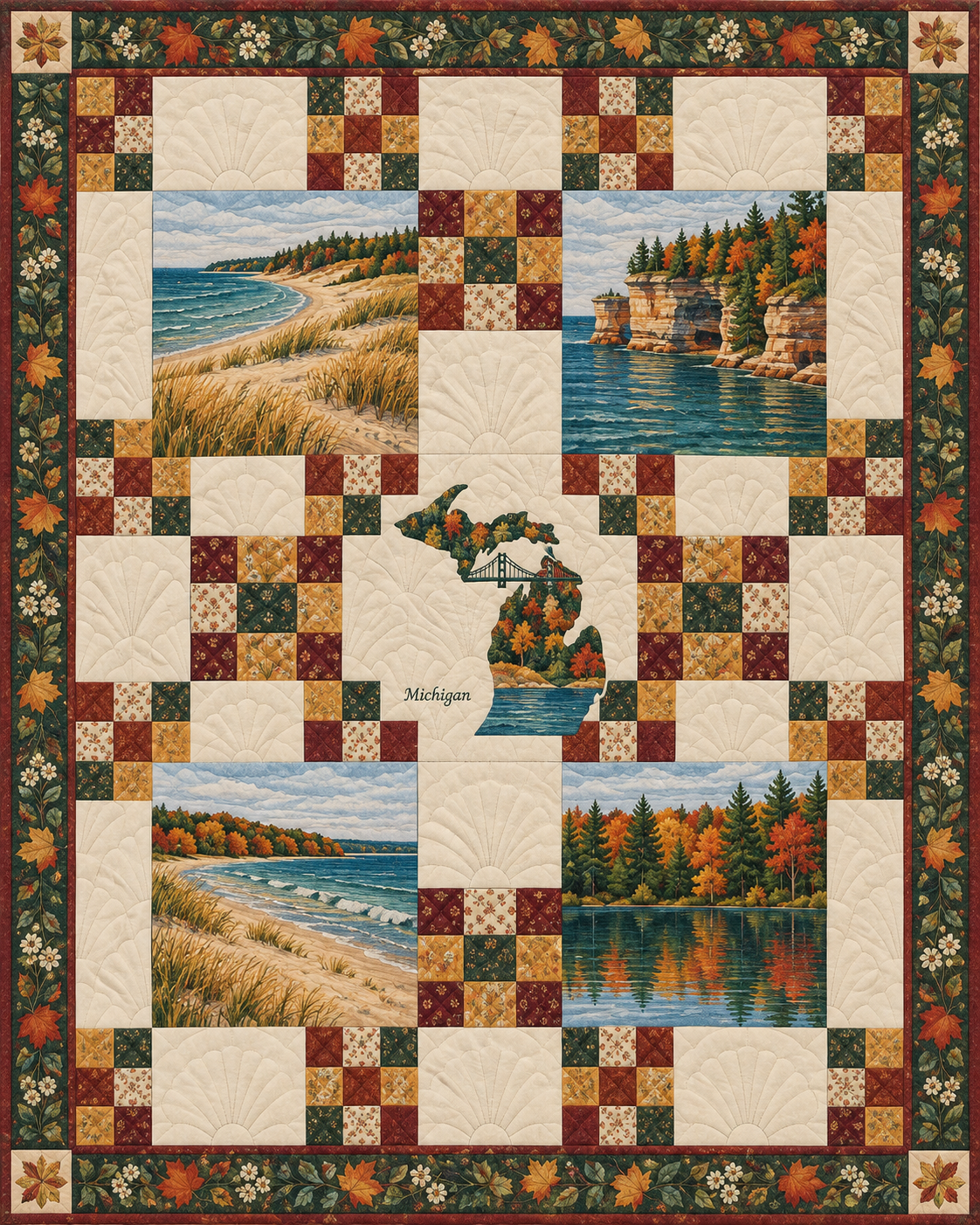 Michigan Harvest Chain quilt blanket design